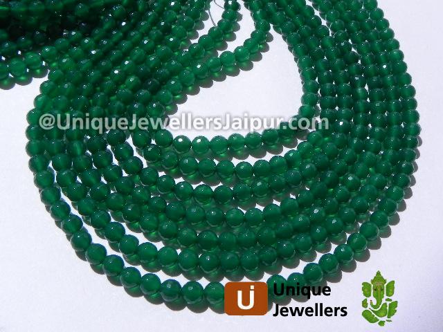 Green Onyx Faceted Round Beads